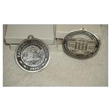 Two Pewter Radford University Ornamanet