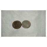 Two Buffalo Nickels  Dates are unreadable