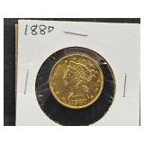1880 Half Eagle $5 Gold Coin