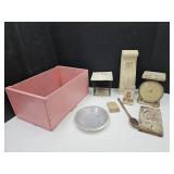 Pink Wood Crate & Lot of Primitive Decor