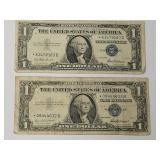 2- 1957 Blue Seal $1 Star Notes