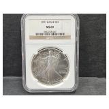 Graded 1991 Silver Eagle $1 MS69