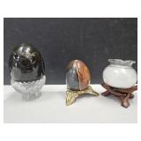 Marble Eggs & Wood Stand W/Candle