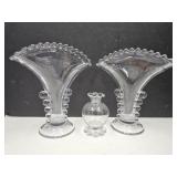 Imperial Glass Candlewick Fan Vases & CandleHolde