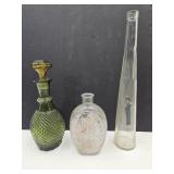 3 Bottles Green Decanter with Stopper +