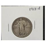 1918 D Walking Liberty Silver Quarter