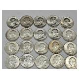 20 mixed year Silver Washington Quarters