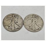 2- 1946 D Walking Liberty Silver Half Dollar Coins