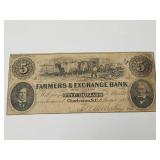 $5 Dollar 1858? See Date Currency Note Farmers