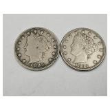 2- 1883 V Nickels