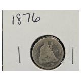 1876 Seated Silver Dime