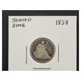 1838 Seated Silver Dime