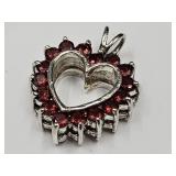 Beautiful Heart 925 Silver Pendant w Gemstones