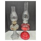 2 Oil Lamps 18 & 20" high