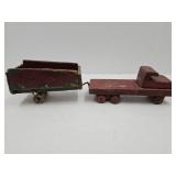 Vintage Folk Art Wood Truck & Trailer Hand Made 2L