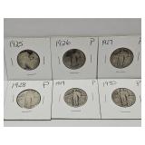 6 Silver Quarters 1925, 26, 27, 28, 29 & 1930