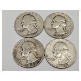 1953 Silver Quarters 4 Coins