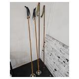 2 Sets Vintage Snow Ski  Cane Poles