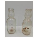 2 Cream Top Quart Milk Bottles See Pics