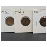 3- 1914 S Wheat Pennies