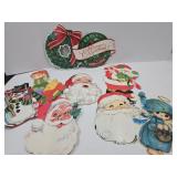 Vintage Styrofoam Santa & Cut Outs 9" x 12" h