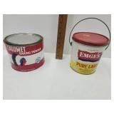 Fort Branch Ind. Lard Bucket & Baking Powder Tin