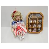 Americana Doll & Mini Dolls w/Display Case