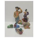 3 Ceramic Clown Statues  12- 4" h, Truck Planter+