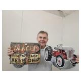 Metal DANGER & Metal Tractor Sign  14 - 17" W