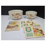 2 Hall Jewel Tea Bowls 6"-7.5" W 1 Crack,Stamps