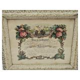 1885 Framed Marriage Certificate