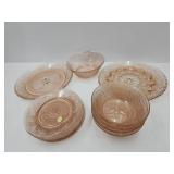 Tiara Ware Pink Glass Dishes, Egg Plate, Bowls +