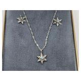 14k Wh Gold 20" Chain Star Necklace &   Earrings