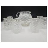 Fenton Glass Opalescent Hobnaol Pitcher & Glasses