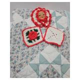 Quilted Bed Spread & Pot Holders