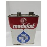 Nice VTG Medalist Motor Oil Can Half Full NO SHIP