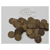 50 Wheat Penny Coins  From 1940