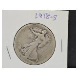 1918 S Walking Liberty Half Dollar Coin