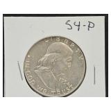 1954 Silver Franklin Hald Dollar