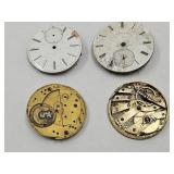 4X Pocket Watch Movements Key Wind (for parts)