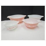 Pyrex Pink Gooseberry Nesting Cinderella Bowls VGC