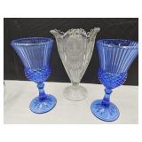 1910 Higbee Thistle Vase & Cobalt Fostoria glass