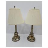 2 Brass Finish Table Lamps 23" H