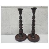 2 Antique BarleyTwist  Candlesticks 12 1/4"h