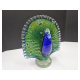 VTG Murano Glass Art Peacock 10" High