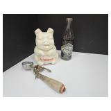 Thomas RCA Pottery Piggy Bank,  Coke Bottle +