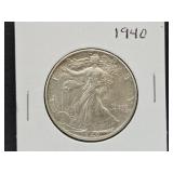 1940 Walking Liberty Silver 1/2 Dollar Coin