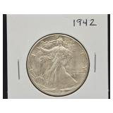 1942 Walking Liberty Silver 1/2 Dollar Coin