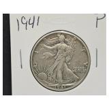 1941 Walking Liberty Silver 1/2 Dollar Coin