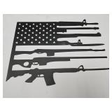 NIP Metal Military Guns Flag Wall Decor 12"x9"